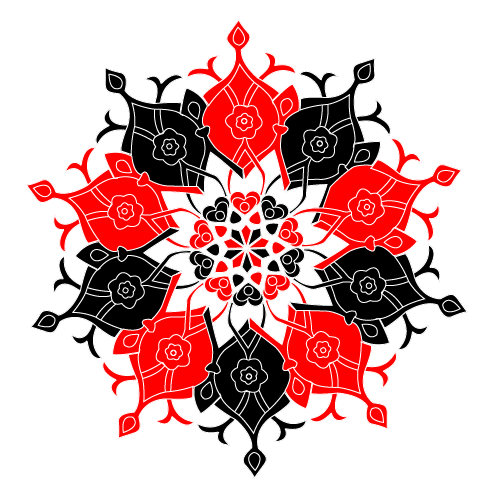 orientalische Muster, black red