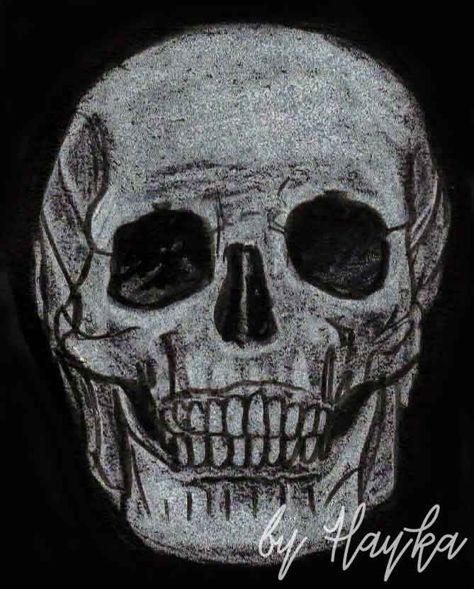skull skeleton, reverse painting